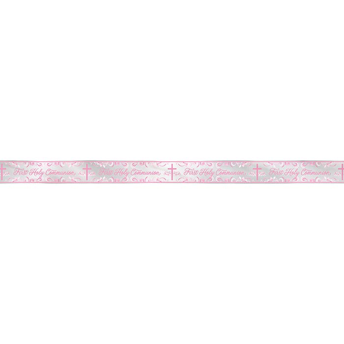Pink Holy Cross Communion Foil Banner Decoration | Party Save Smile
