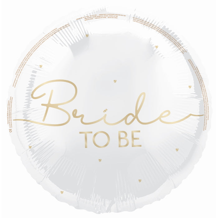 White and Gold Bride to Be Foil Balloon 18 inches | Party Save Smile