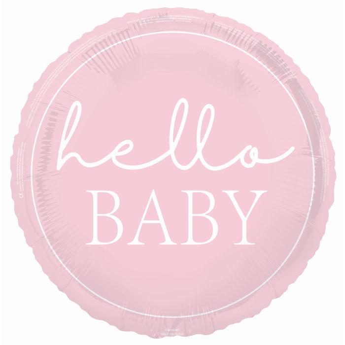 Pink Hello Baby Foil Balloon 18 inches | Party Save Smile