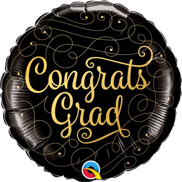 Black and Gold Graduation Foil Balloon 18 Inch | Party Save Smile