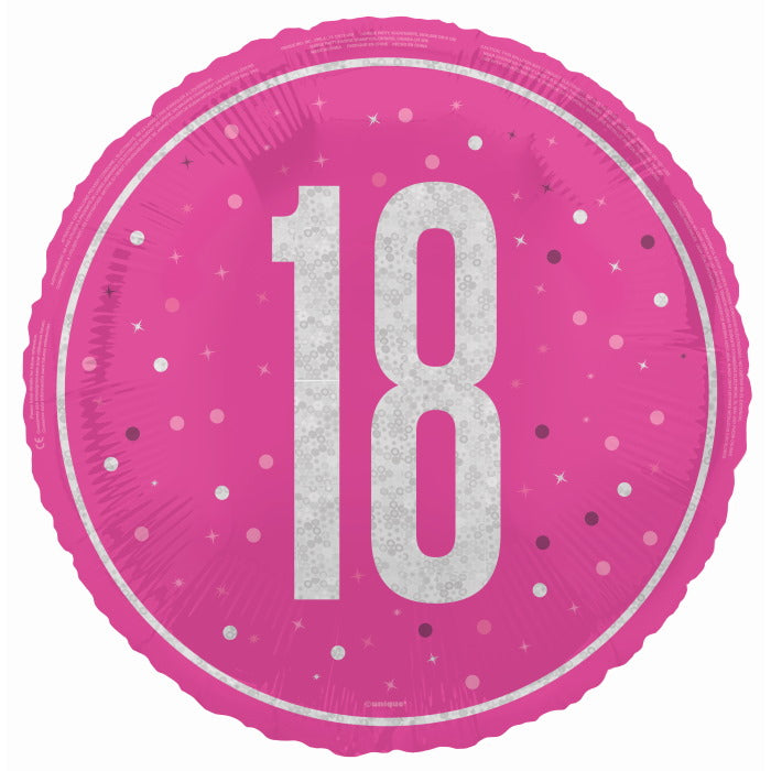 Hot Pink and Silver 18th Birthday Foil Balloon Prismatic | Party Save Smile