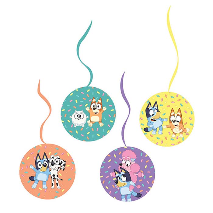 Bluey Party Swirl Decorations Pack of 4 | Party Save Smile