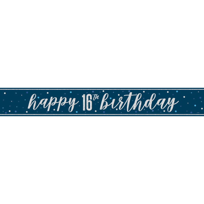 Blue Glitz 16th Birthday Party Pack: Tableware & Decoration Kit