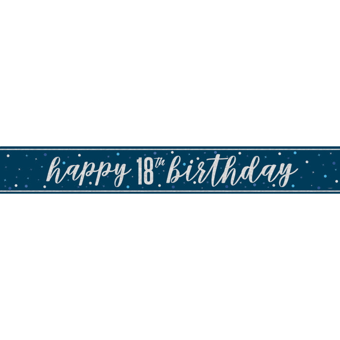 Blue Glitz 18th Birthday Party Pack: Tableware & Decoration Kit