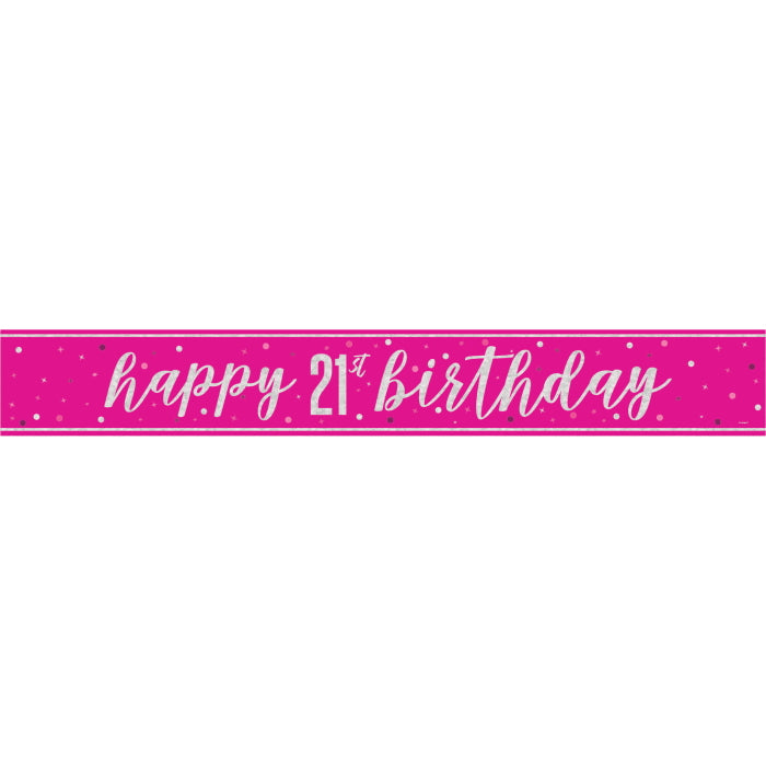 Pink Glitz 21st Birthday Party Pack: Tableware & Decoration Kit