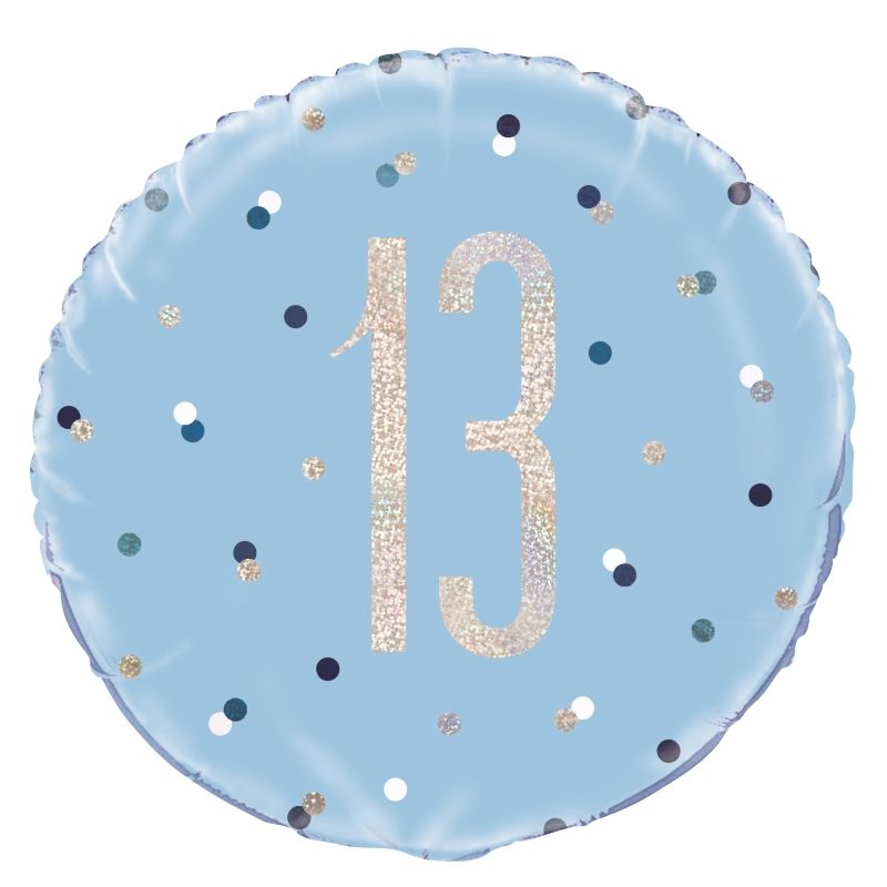 Blue & Silver 13th Birthday Foil Balloon 18 inches | Party Save Smile