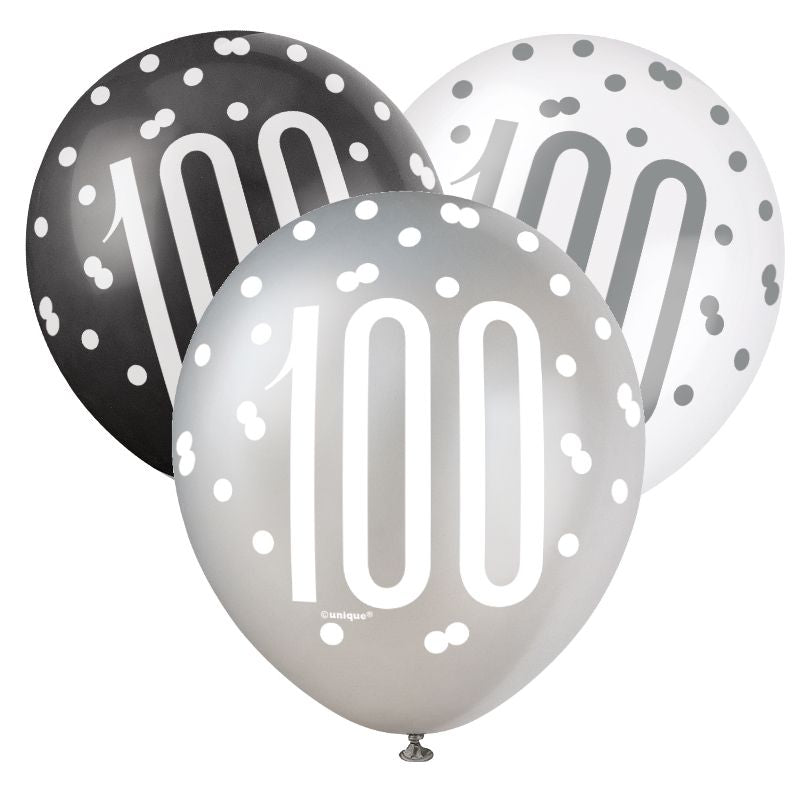 Black Glitz Premium 100th Birthday Party Pack