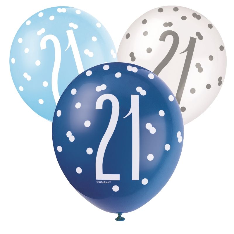 Blue Glitz 21st Birthday Party Pack: Tableware & Decoration Kit