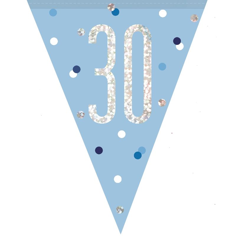 Blue & Silver 30th Birthday Bunting 2.7 Metres | Party Save Smile