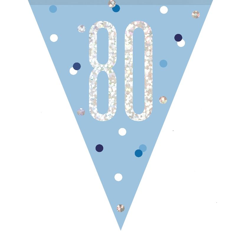 Blue & Silver 80th Birthday Bunting 2.7 Metres | Party Save Smile