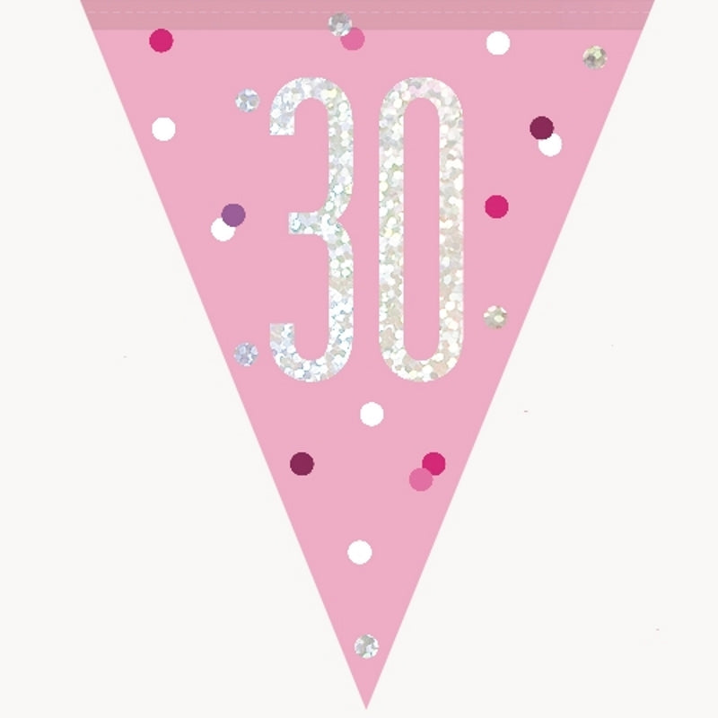 Pink & Silver Bunting 30th Birthday 2.7 Metres | Party Save Smile