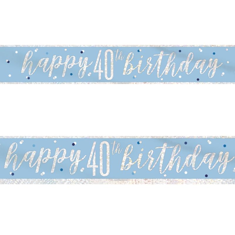 Blue & Silver 40th Birthday Decorations Pack