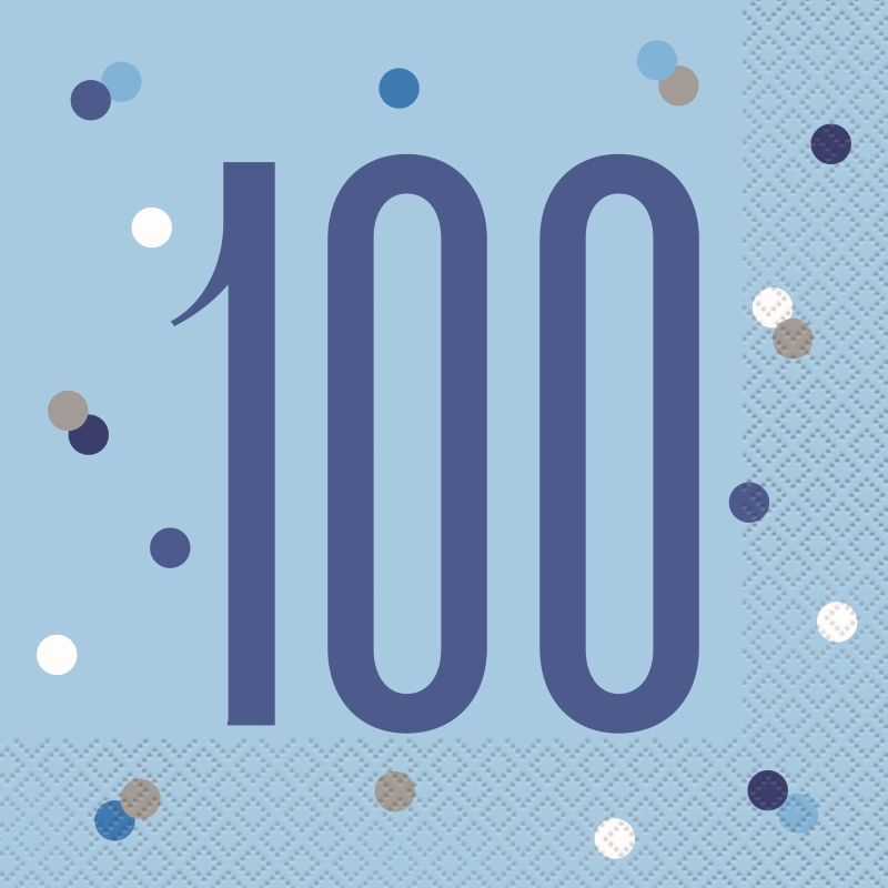 Blue Glitz Premium 100th Birthday Party Pack