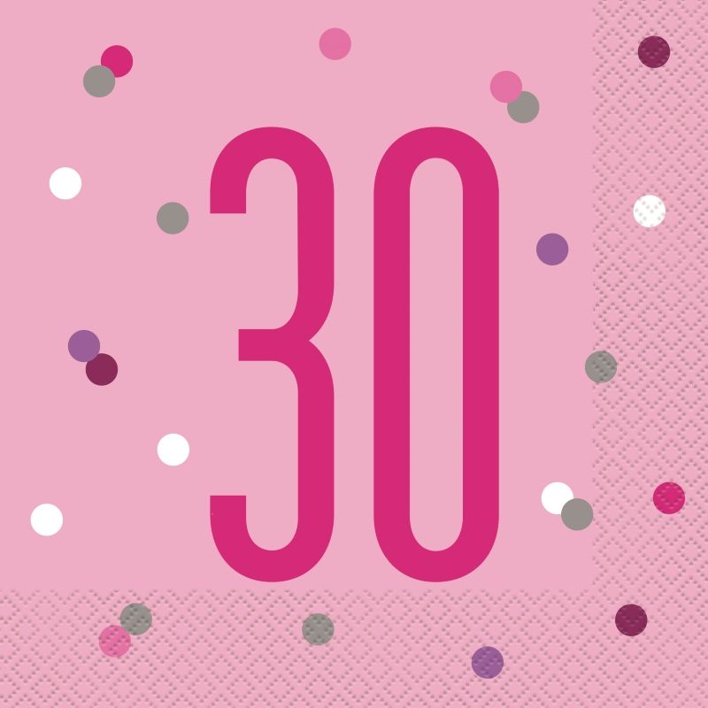 Pink Glitz 30th Birthday Party Pack: Tableware Party Kit