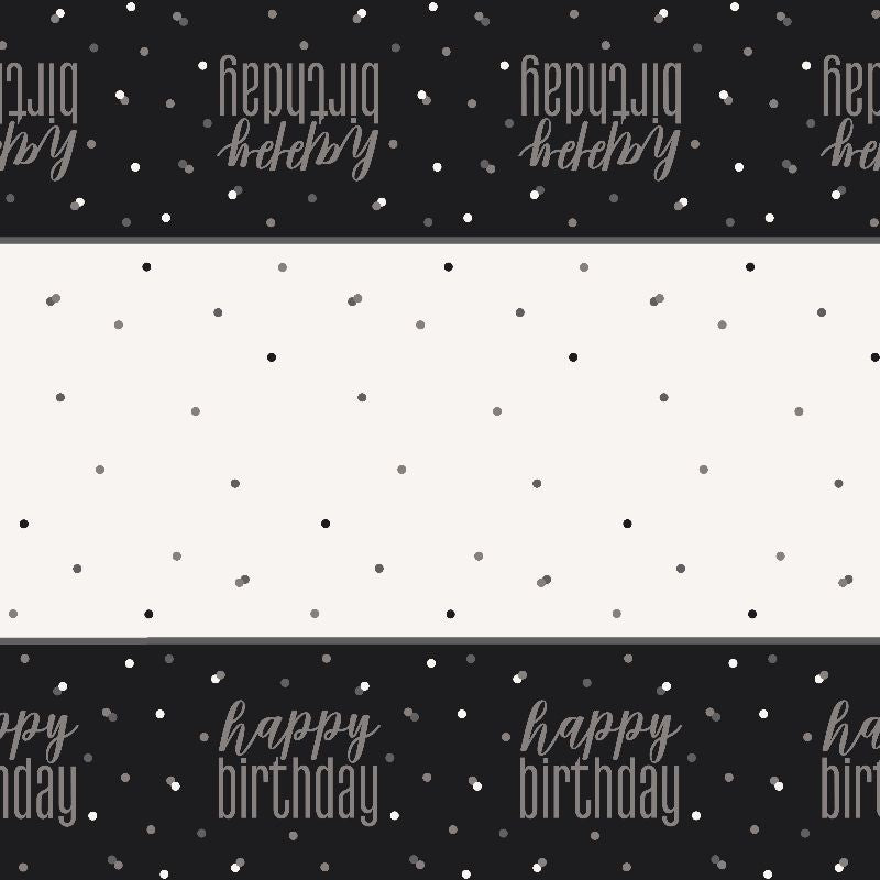 Black & Silver Party Tablecloths Happy Birthday | Party Save Smile
