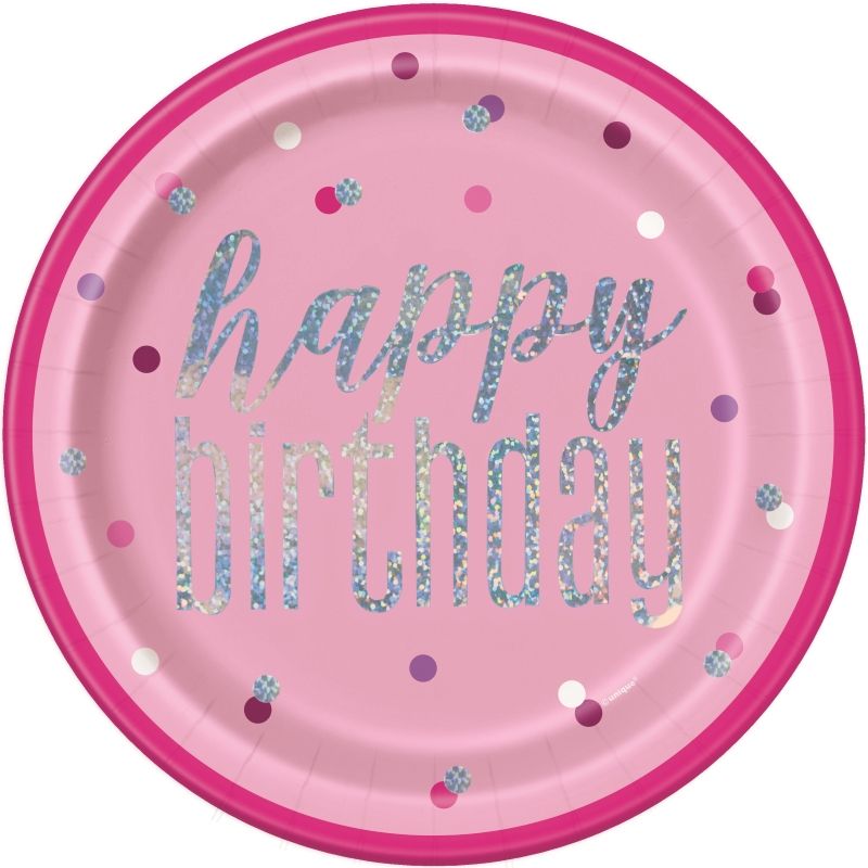 Pink Silver 50th Birthday Plates and Napkins: Tableware Party Kit