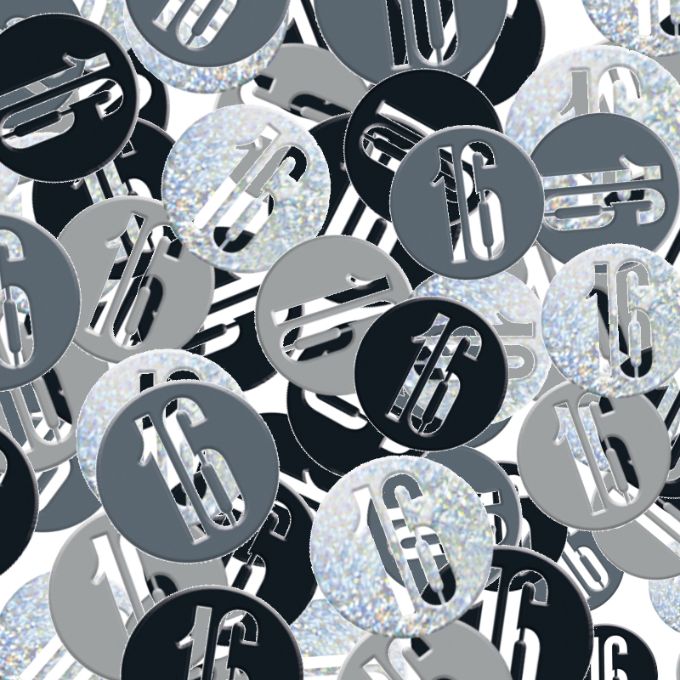 Black & Silver 16th Birthday Confetti 14 Grams | Party Save Smile