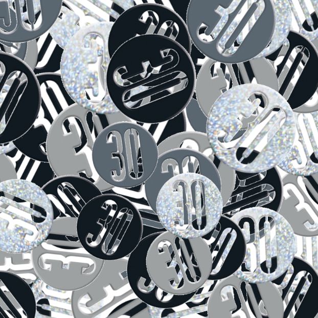 Black and Silver 30 Table Confetti 14 Grams | Party Save Smile