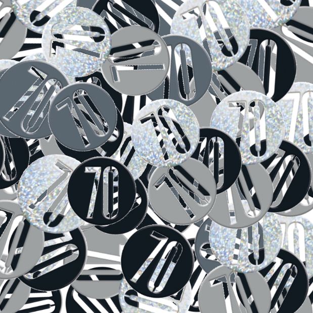 Black and Silver 70 Birthday Table Confetti 14 grams | Party Save Smile