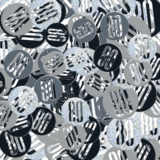 Black and Silver 80th Table Confetti 14 grams | Party Save Smile