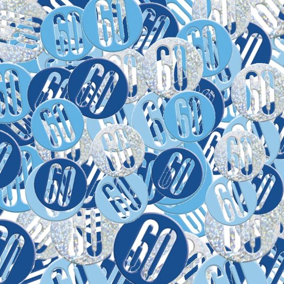 Blue & Silver 60th Birthday Table Confetti 14 grams | Party Save Smile