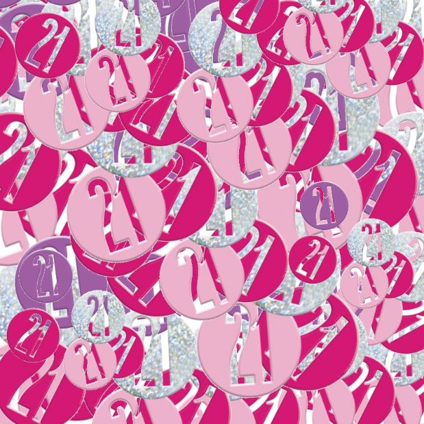 Pink & Silver 21st Birthday Table Confetti | Party Save Smile