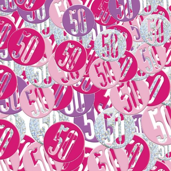 Pink and Silver 50th Birthday Party Table Confetti 14 Grams | Party Save Smile