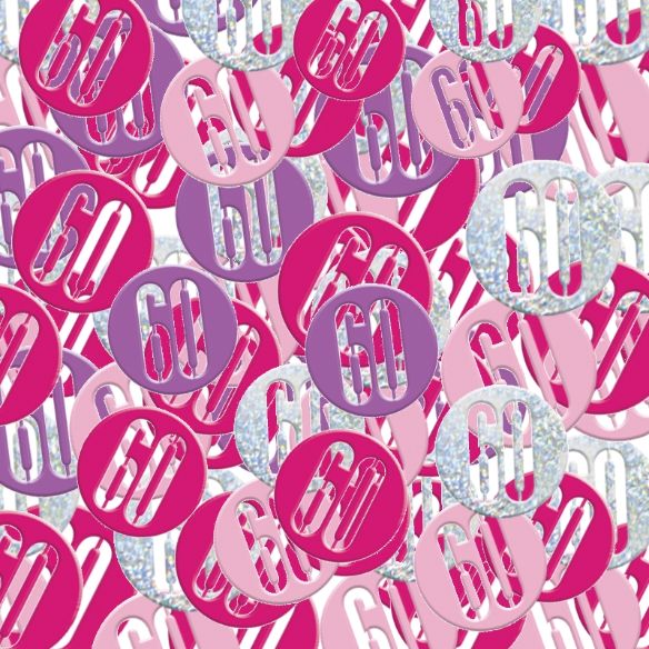 Pink and Silver 60 Birthday Confetti 14 grams | Party Save Smile