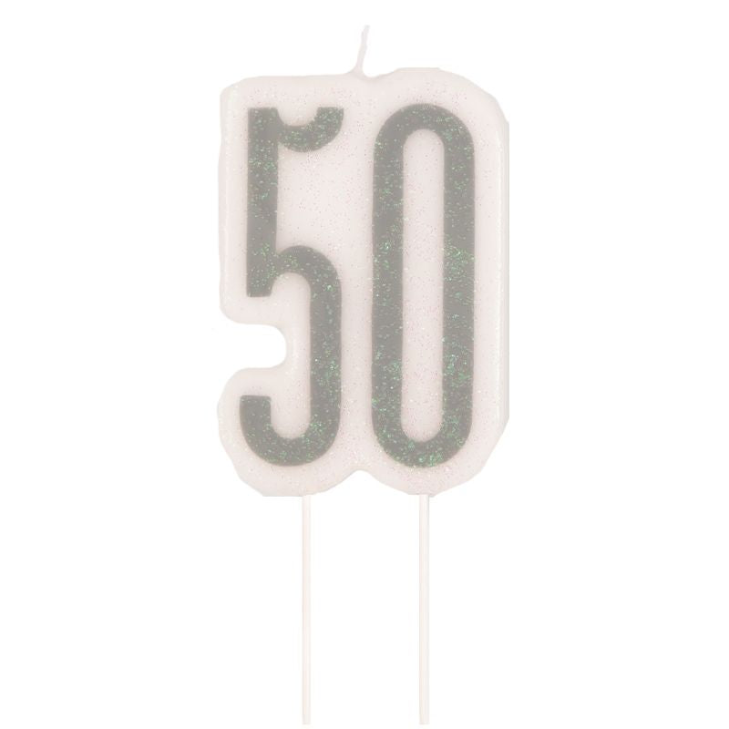 Black and Silver 50th Birthday Cake Candles | Party Save Smile