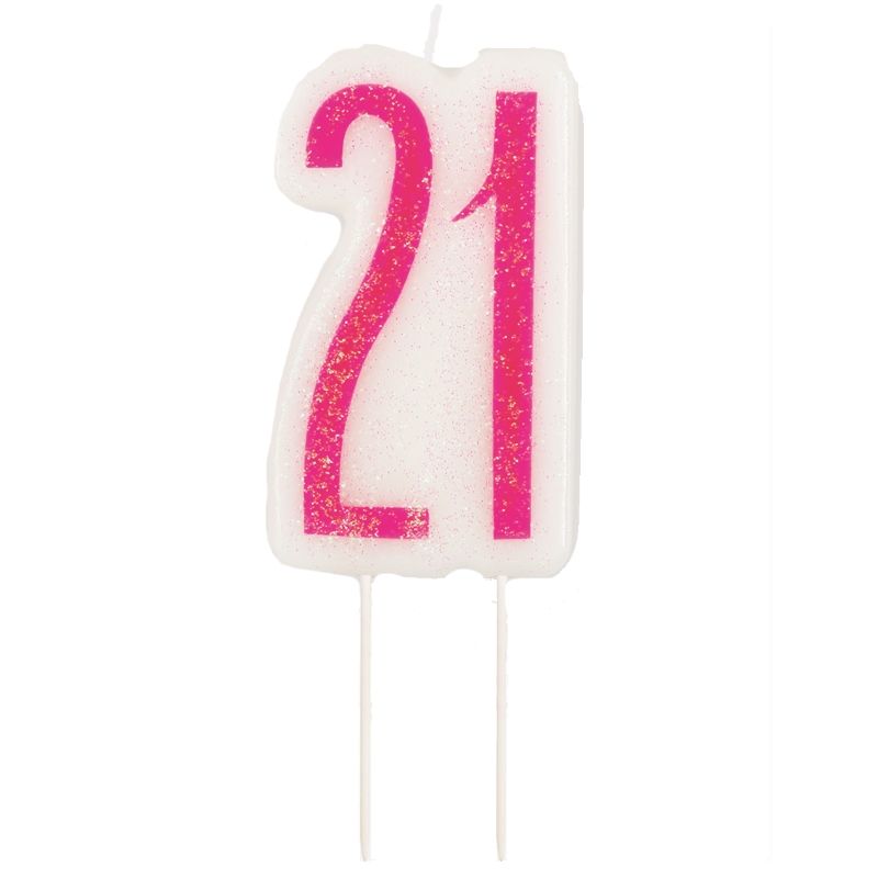 Pink & Silver 21st Birthday Cake Candle 10cm | Party Save Smile