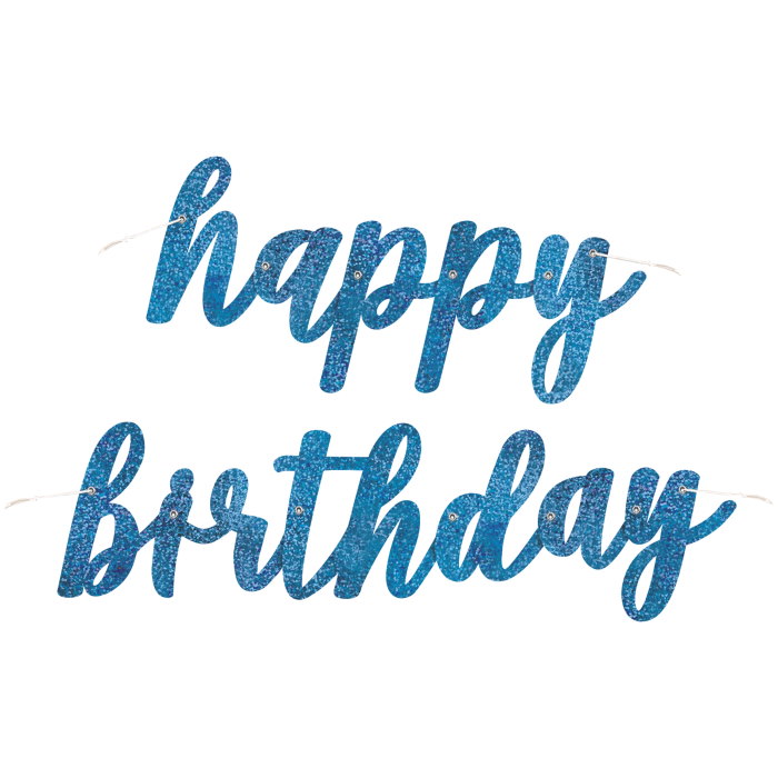 Glitz Blue Happy Birthday Banner 0.8 metres | Party Save Smile