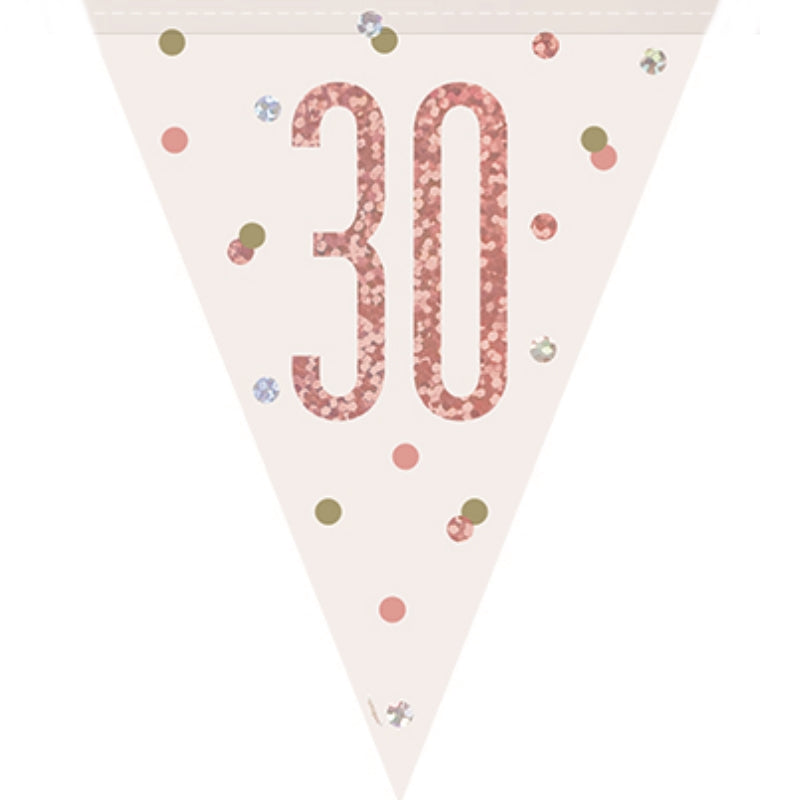 Rose Gold 30th Birthday Bunting 2.7 Metres | Party Save Smile