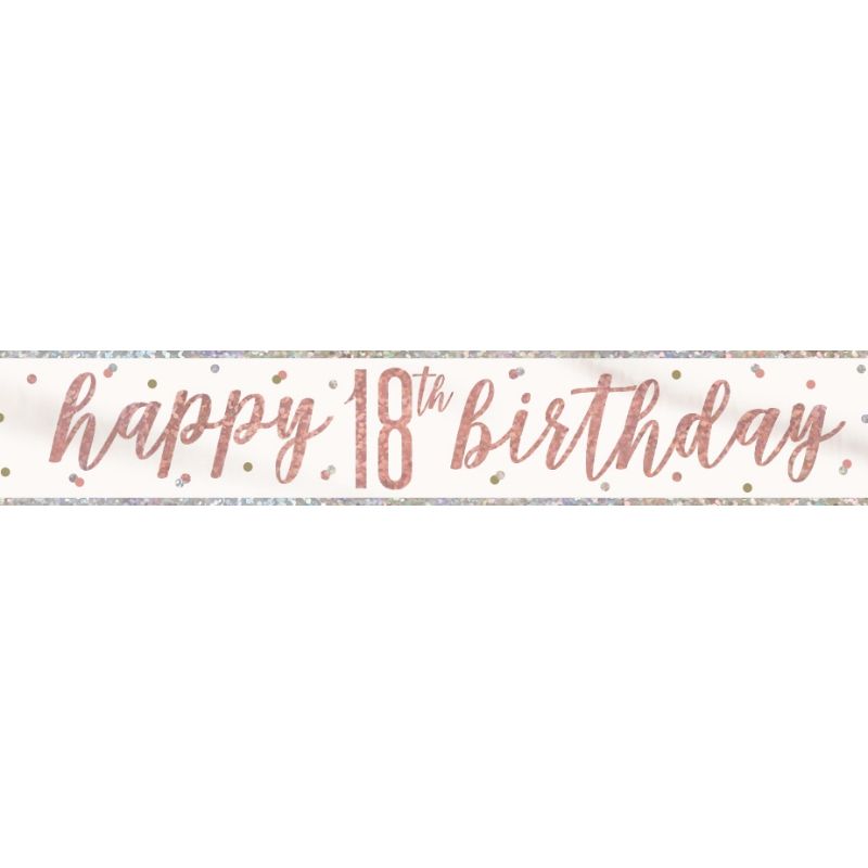 Happy 18th Birthday Banner Rose Gold 2.7 Metres | Party Save Smile
