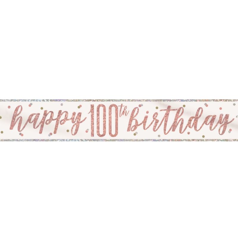 Rose Gold 100th Birthday Party Pack: Tableware & Decoration Kit