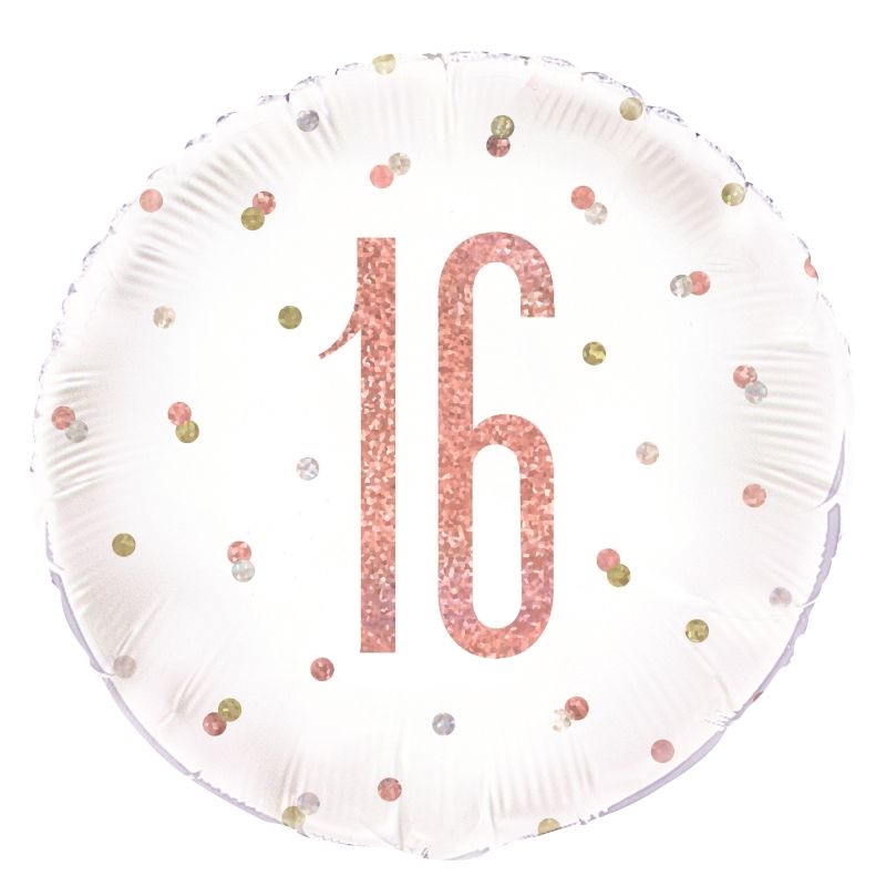 Foil 16th Birthday Balloons Rose Gold 18 Inch | Party Save Smile