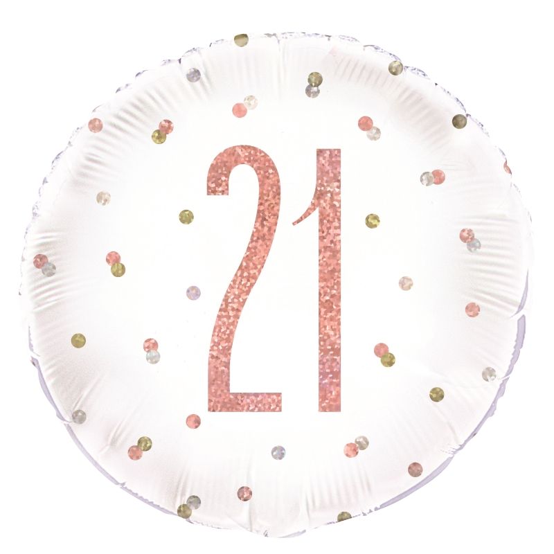 Rose Gold Holographic 21st Birthday Foil Balloon 18 Inch | Party Save Smile