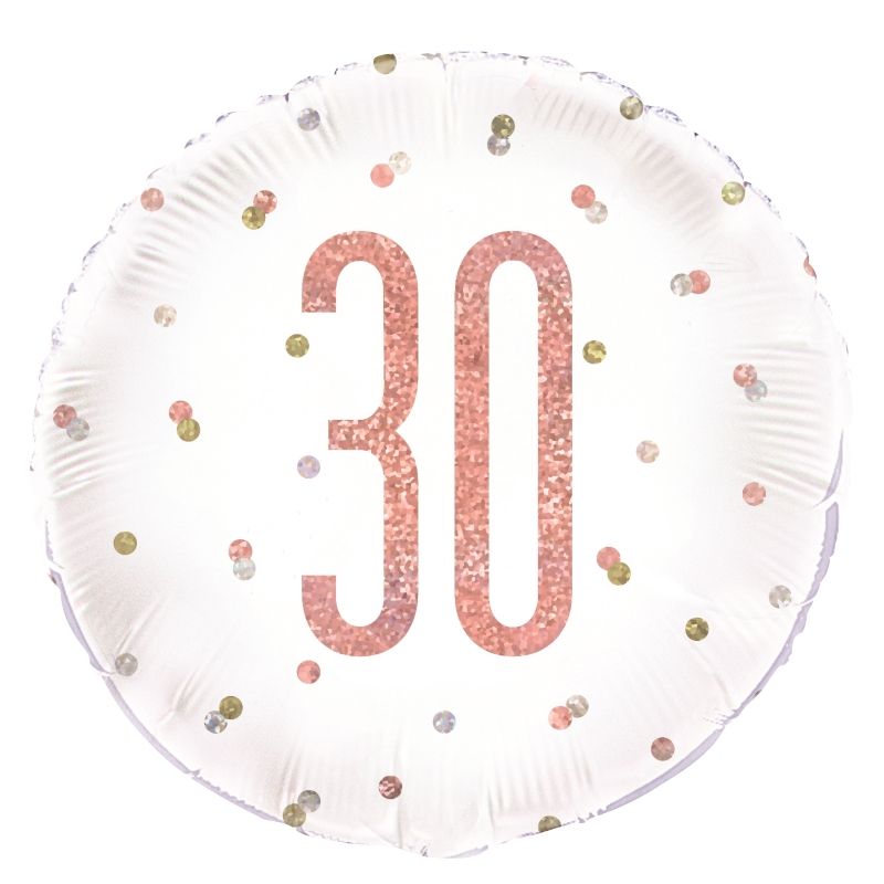 Rose Gold Holographic 30th Birthday Foil Balloon 18 Inch | Party Save Smile