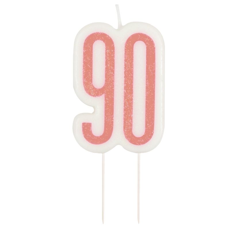 Rose Gold Holographic 90th Birthday Cake Candle Decoration | Party Save Smile