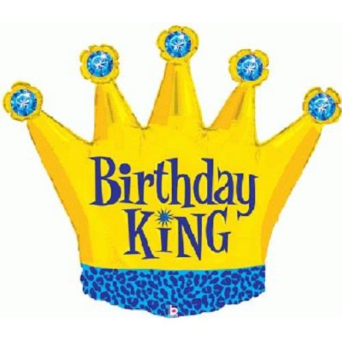 Crown Birthday King Shaped Foil Balloon 36 inch | Party Save Smile