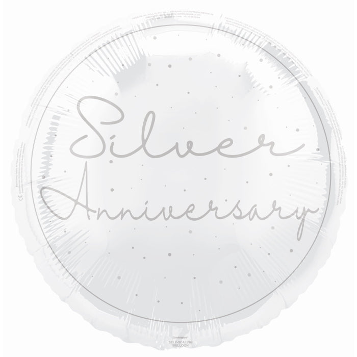 Silver Anniversary Foil Balloon 18 inches | Party Save Smile
