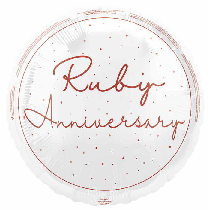 Ruby Anniversary Foil Balloon 18 inches | Party Save Smile