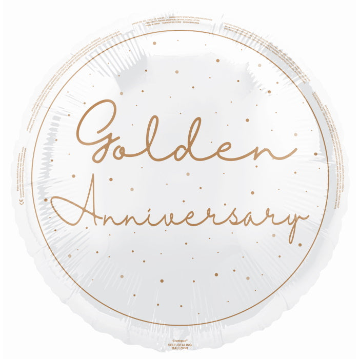 Golden Anniversary Foil Balloon 18 inches | Party Save Smile