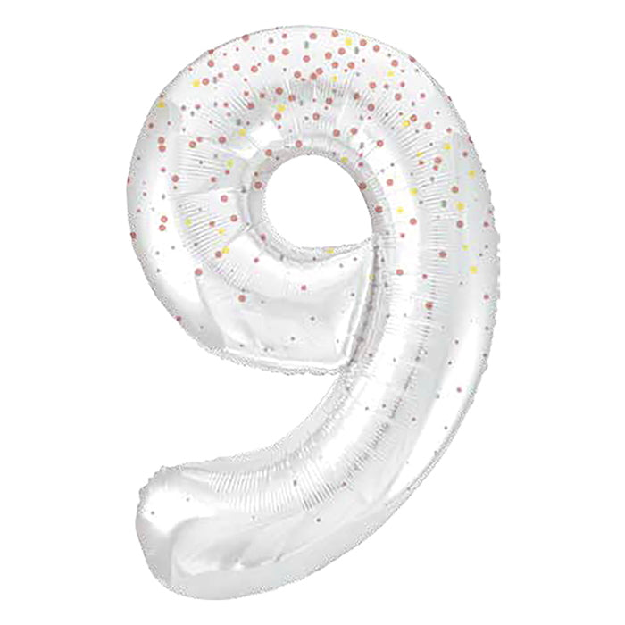 Rose Gold Dots Number 9 Foil Balloon 34 inch Prismatic | Party Save Smile