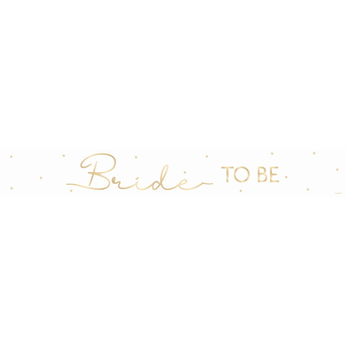 White and Gold Bride to Be Foil Banner 9ft | Party Save Smile