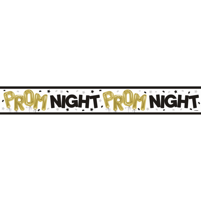 Black and Gold Prom Night Foil Banner 9 ft | Party Save Smile