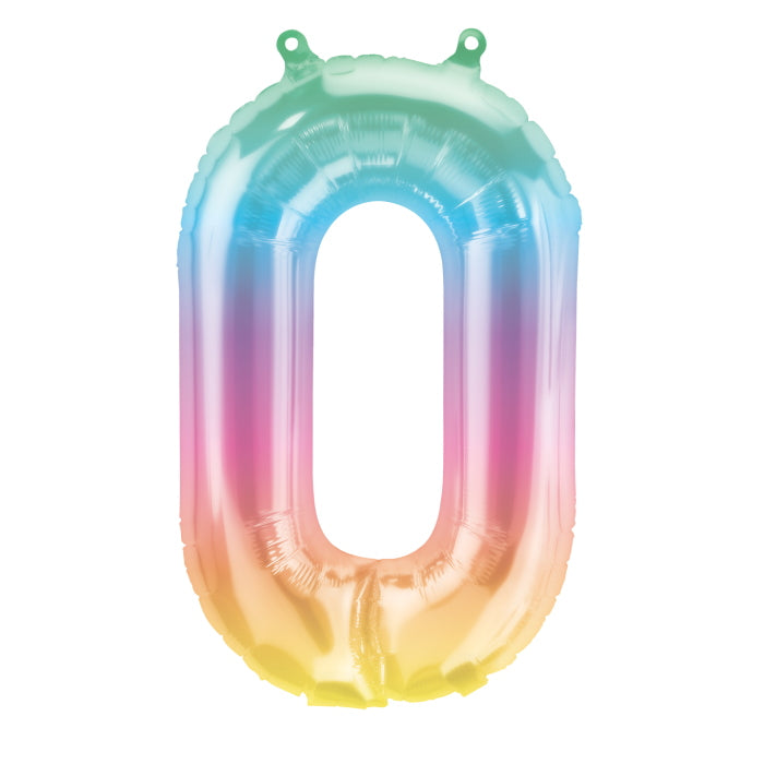 Colourful Ombre Jelli 16 inch Number 0 Foil Balloon Air Fill | Party Save Smile