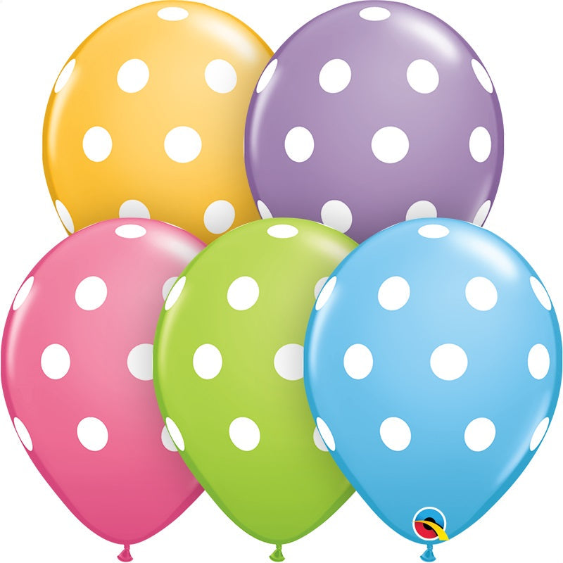 Colourful Polka Dot Balloons 11 inch Qualatex | Party Save Smile