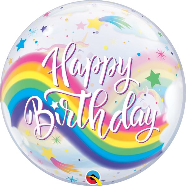 Birthday Unicorn Bubble Balloon 22 Inches | Party Save Smile