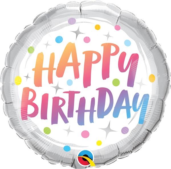 Pastel Rainbow Dots Happy Birthday Foil Balloon 18 Inch | Party Save Smile