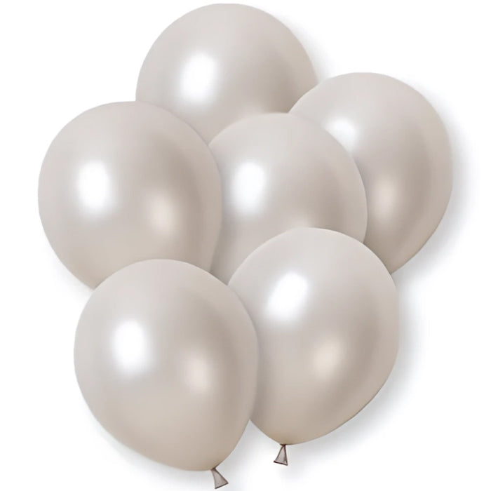 Pearl Silver Latex Balloons 12 Inch 8 Pack | Party Save Smile